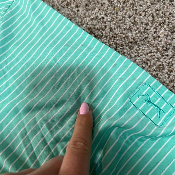 PGA TOUR Men's Striped Golf Polo Shirt In Cockatoo - Picture 10 of 16